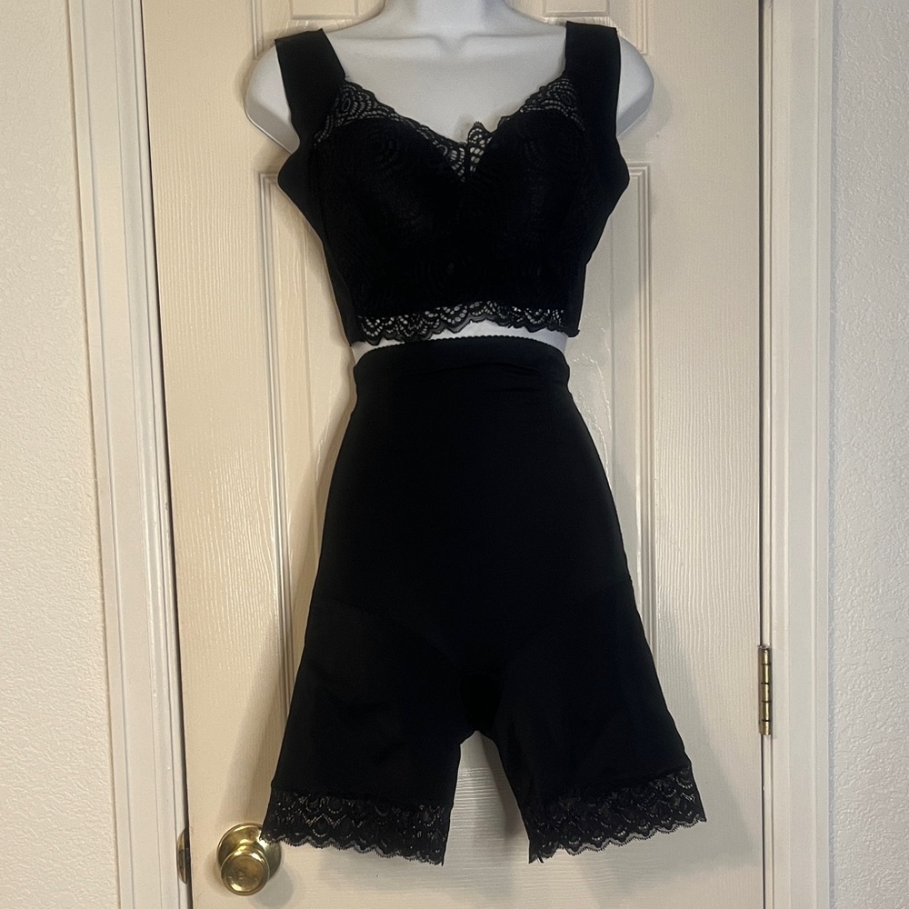 Elegant Black Lace Bralette and Shape wear Short